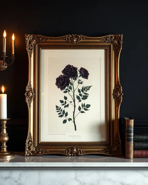Dark Rose Botanical, Framed Study