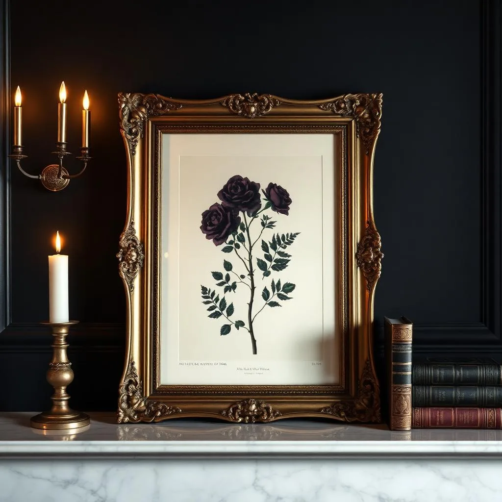 Dark Rose Botanical, Framed Study