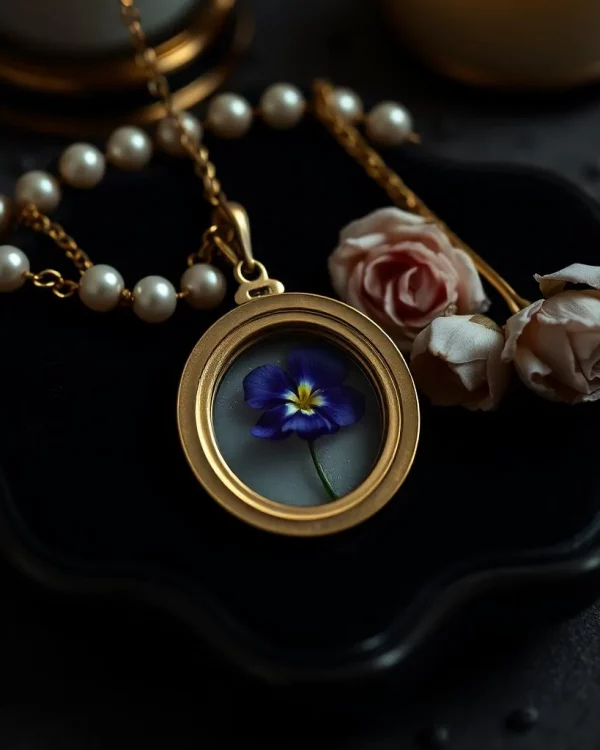 Pressed Violet Heirloom Locket